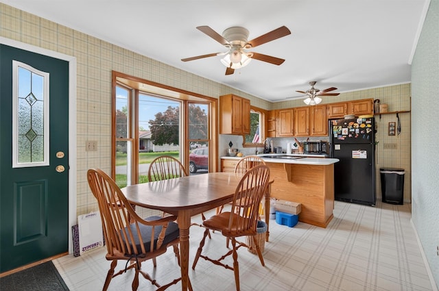 11 Seth Dr, New Hampton, NY 10958 - dining area with a ceiling fan and wallpapered walls