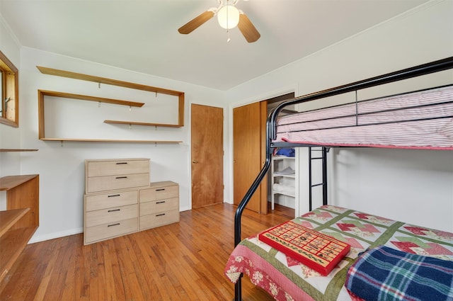 11 Seth Dr, New Hampton, NY 10958 - bedroom featuring wood-type flooring, a ceiling fan, ornamental molding, and a closet