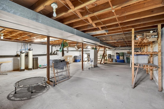 11 Seth Dr, New Hampton, NY 10958 - unfinished below grade area featuring a water softener and stairs