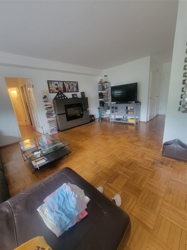 9 Fordham Hill Oval Unit 5C, Bronx, NY 10468 - living room with a glass covered fireplace