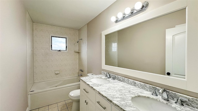 102 Surf Rd, Lindenhurst, NY 11757 - full bath featuring double vanity, bathing tub / shower combination, and tile patterned flooring