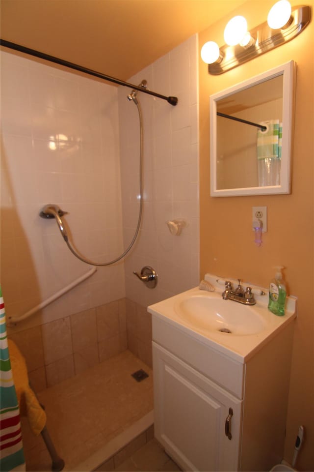 3155 Lexington Ave Unit 18Ab, Mohegan Lake, NY 10567 - full bath with a tile shower, vanity, and tile patterned floors