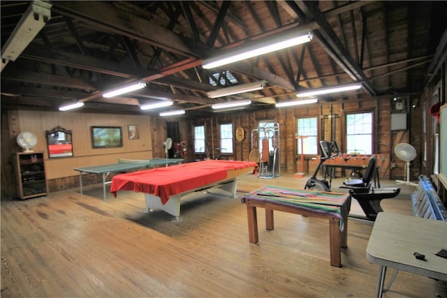 3155 Lexington Ave Unit 18Ab, Mohegan Lake, NY 10567 - rec room featuring billiards table, wood finished floors, and wooden walls