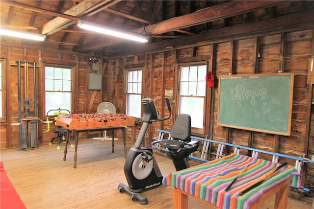 3155 Lexington Ave Unit 18Ab, Mohegan Lake, NY 10567 - miscellaneous room featuring wood finished floors and wooden walls