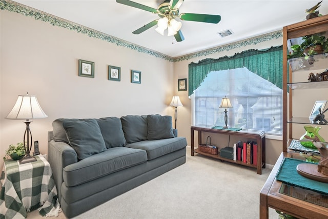 17 Meadow Pond Cir, Miller Place, NY 11764 - carpeted living room featuring ceiling fan