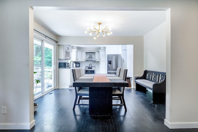 29 Meadow Ln, Chappaqua, NY 10514 - dining room featuring a chandelier and dark wood finished floors