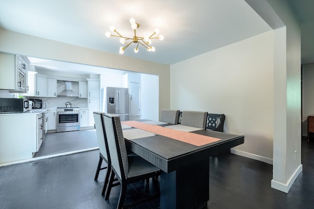 29 Meadow Ln, Chappaqua, NY 10514 - dining space featuring a chandelier and baseboards