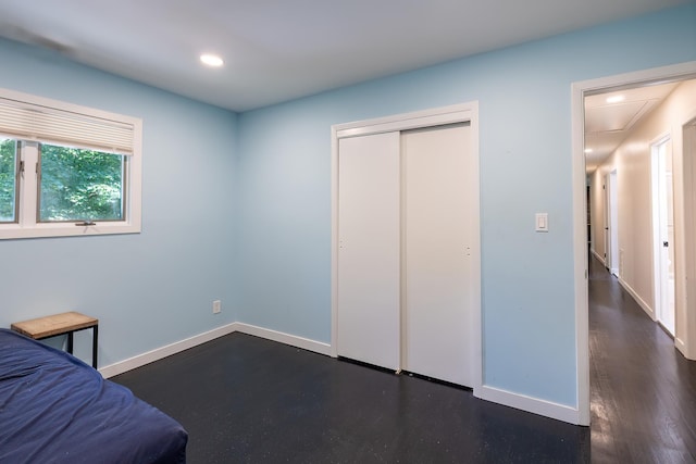 29 Meadow Ln, Chappaqua, NY 10514 - bedroom featuring attic access, recessed lighting, dark wood-style floors, and a closet