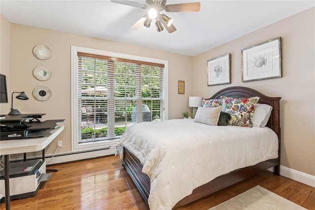 42 Roxen Rd, Rockville Centre, NY 11570 - bedroom featuring wood finished floors, ceiling fan, and a baseboard radiator