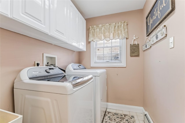 42 Roxen Rd, Rockville Centre, NY 11570 - laundry area with independent washer and dryer, light tile patterned floors, and cabinet space