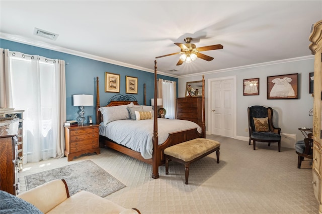 42 Roxen Rd, Rockville Centre, NY 11570 - bedroom with carpet, crown molding, and ceiling fan