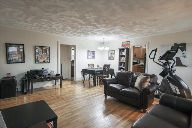 160-54 Willets Point Blvd Unit 4-206, Whitestone, NY 11357 - living area with a chandelier and light wood-style flooring