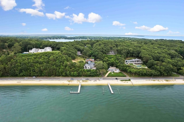 55C Shore Rd, Shelter Island, NY 11964 - drone / aerial view of a forest and a large body of water