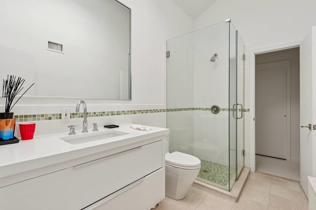 55C Shore Rd, Shelter Island, NY 11964 - bathroom featuring vanity, a stall shower, and tile patterned flooring