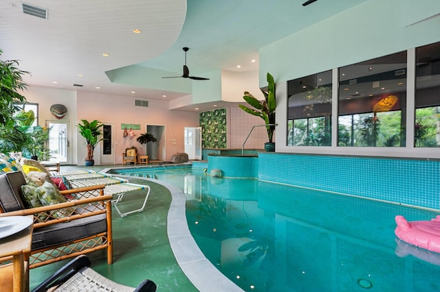 55C Shore Rd, Shelter Island, NY 11964 - indoor pool featuring ceiling fan