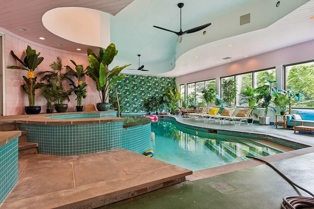55C Shore Rd, Shelter Island, NY 11964 - indoor pool with ceiling fan