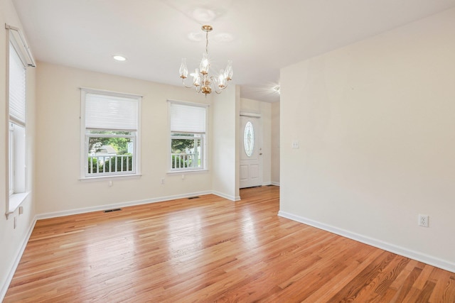 37 Baxter Rd, Pawling, NY 12564 - spare room featuring a chandelier, light wood-style floors, and recessed lighting