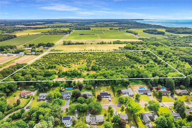 4935 Bergen Ave, Mattituck, NY 11952 - aerial view of sparsely populated area featuring property parcel outlined and a large body of water