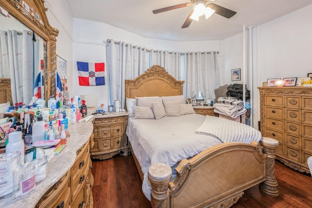 845 Kinsella St, Bronx, NY 10462 - bedroom with dark wood-type flooring and ceiling fan