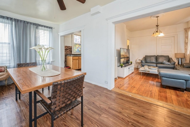 845 Kinsella St, Bronx, NY 10462 - dining space with wood finished floors and ceiling fan