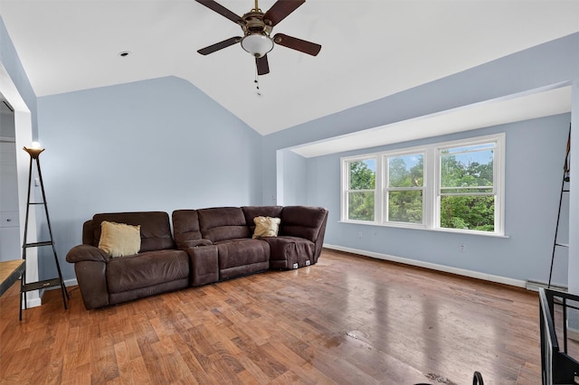 15 Claremont Trl, Monroe, NY 10950 - living room featuring ceiling fan, lofted ceiling, and wood finished floors
