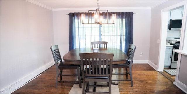 11 Boxwood Close, Hopewell Junction, NY 12533 - dining room featuring a chandelier, dark wood-style floors, and crown molding