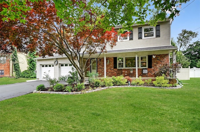 8 Argow Pl, Nanuet, NY 10954 - traditional-style house with driveway, a porch, a garage, and brick siding