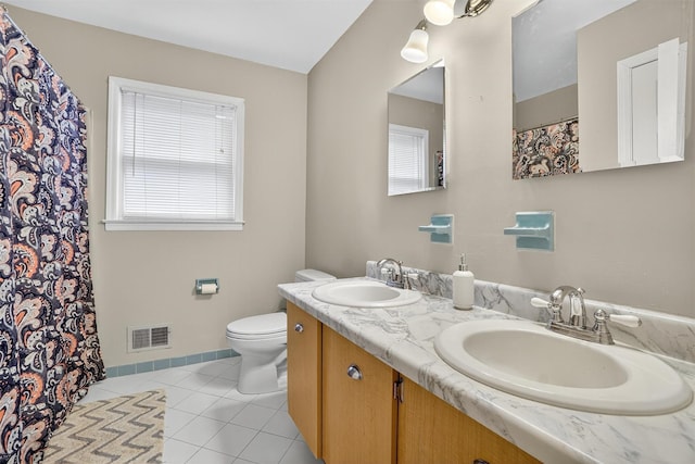 8 Argow Pl, Nanuet, NY 10954 - bathroom with double vanity, tile patterned floors, and a shower with shower curtain