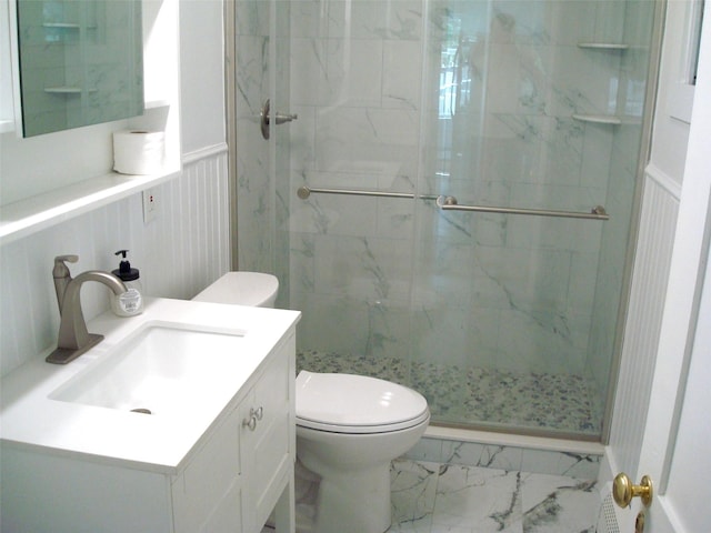 5 W Cottage Rd, Poughkeepsie, NY 12601 - bathroom featuring marble finish floors, a marble finish shower, and vanity