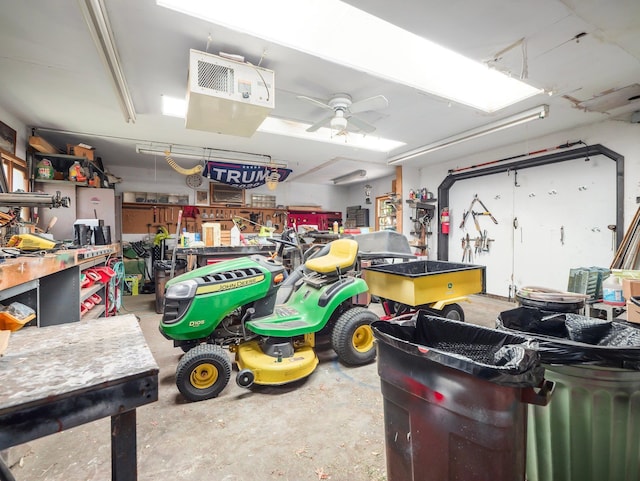 19 E Orchard St, Nanuet, NY 10954 - garage featuring a workshop area and ceiling fan