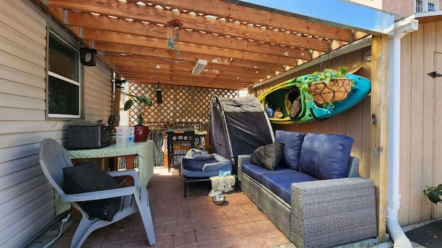 9-24 College Point Blvd, College Point, NY 11356 - view of patio / terrace featuring an outdoor hangout area and a pergola
