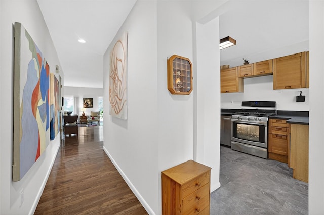 32 Spring Pond Dr, Ossining, NY 10562 - hall featuring recessed lighting and dark wood-style floors