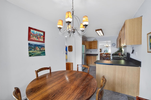 32 Spring Pond Dr, Ossining, NY 10562 - dining area featuring a chandelier and dark carpet