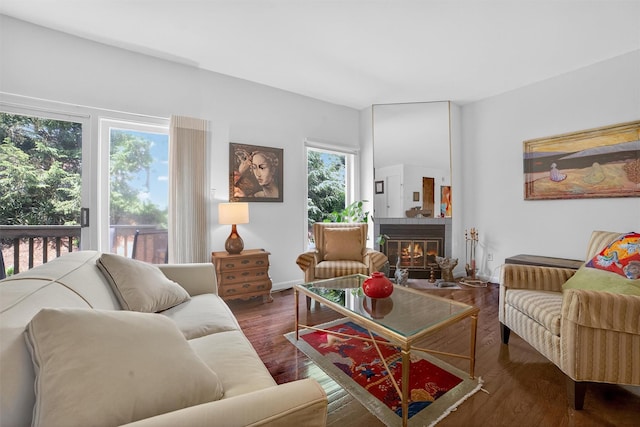 32 Spring Pond Dr, Ossining, NY 10562 - living area featuring a glass covered fireplace and wood finished floors