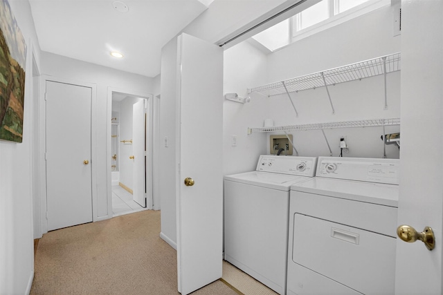 32 Spring Pond Dr, Ossining, NY 10562 - laundry area with washer and dryer, light carpet, and recessed lighting