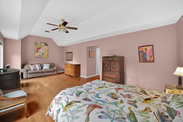 32 Spring Pond Dr, Ossining, NY 10562 - bedroom featuring wood finished floors, lofted ceiling, and a ceiling fan