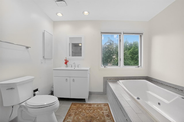 32 Spring Pond Dr, Ossining, NY 10562 - bathroom featuring vanity, a bath, tile patterned floors, and recessed lighting