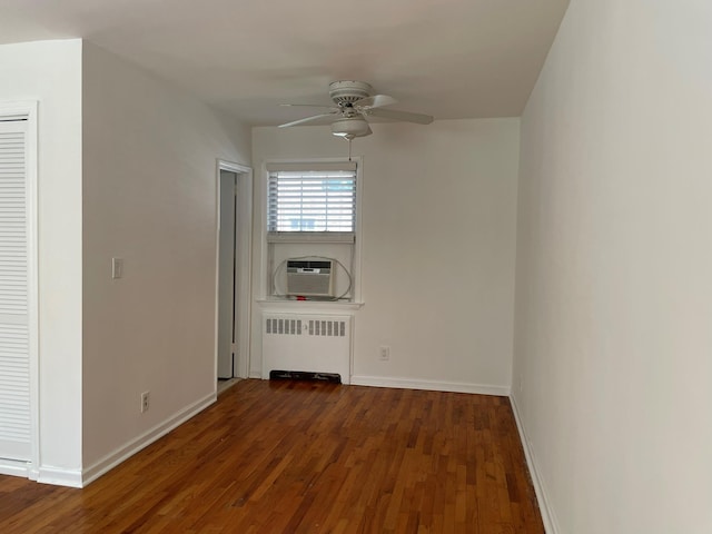 180 Pinewood Dr Unit 11, Hartsdale, NY 10530 - empty room featuring radiator, cooling unit, wood finished floors, and a ceiling fan