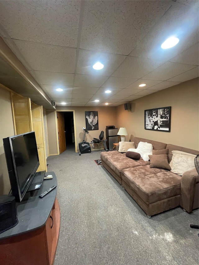 7863 79th Ln, Glendale, NY 11385 - carpeted living room with recessed lighting
