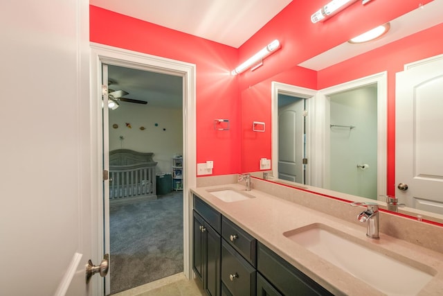 45 Jeffrey Dr, Pleasant Valley, NY 12569 - bathroom featuring double vanity and a ceiling fan
