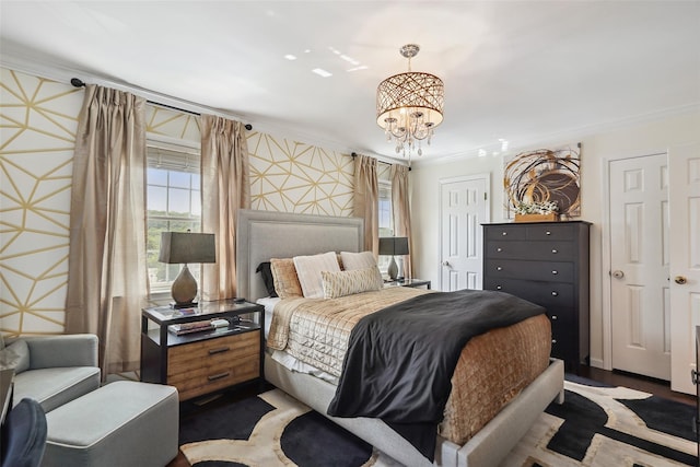 55 Winterberry Cir, Cross River, NY 10518 - bedroom featuring ornamental molding and a chandelier