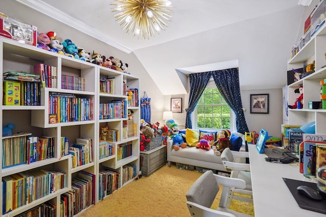 55 Winterberry Cir, Cross River, NY 10518 - game room with a chandelier, carpet, and crown molding