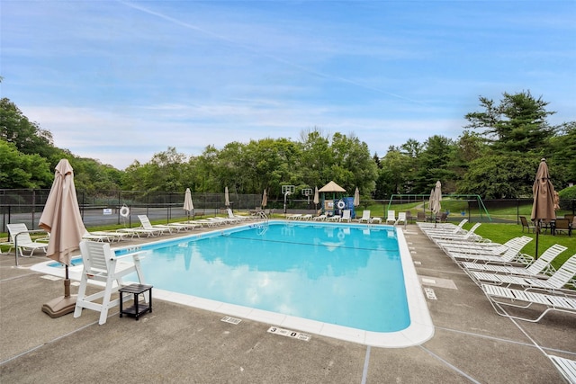 55 Winterberry Cir, Cross River, NY 10518 - community pool with a patio and view of scattered trees