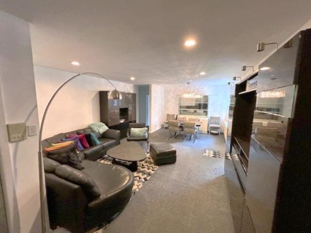257 Cedarhurst Ave Unit A 8, Cedarhurst, NY 11516 - living room featuring carpet floors and recessed lighting