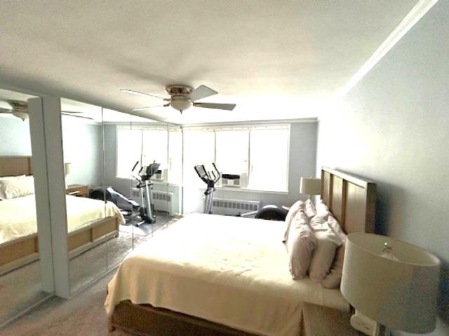257 Cedarhurst Ave Unit A 8, Cedarhurst, NY 11516 - bedroom with radiator and ceiling fan