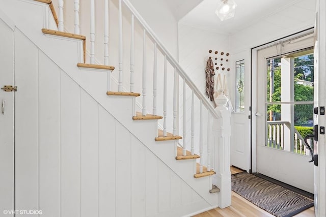 65 Union St, Beacon, NY 12508 - foyer entrance featuring wood finished floors and stairway