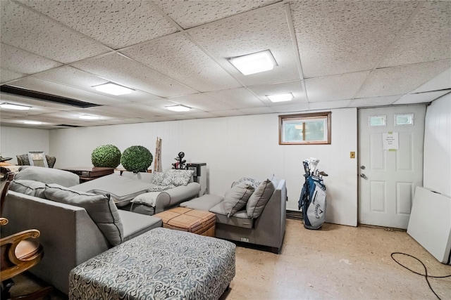5 Linda Ct, Oyster Bay, NY 11771 - living room featuring a drop ceiling and light flooring
