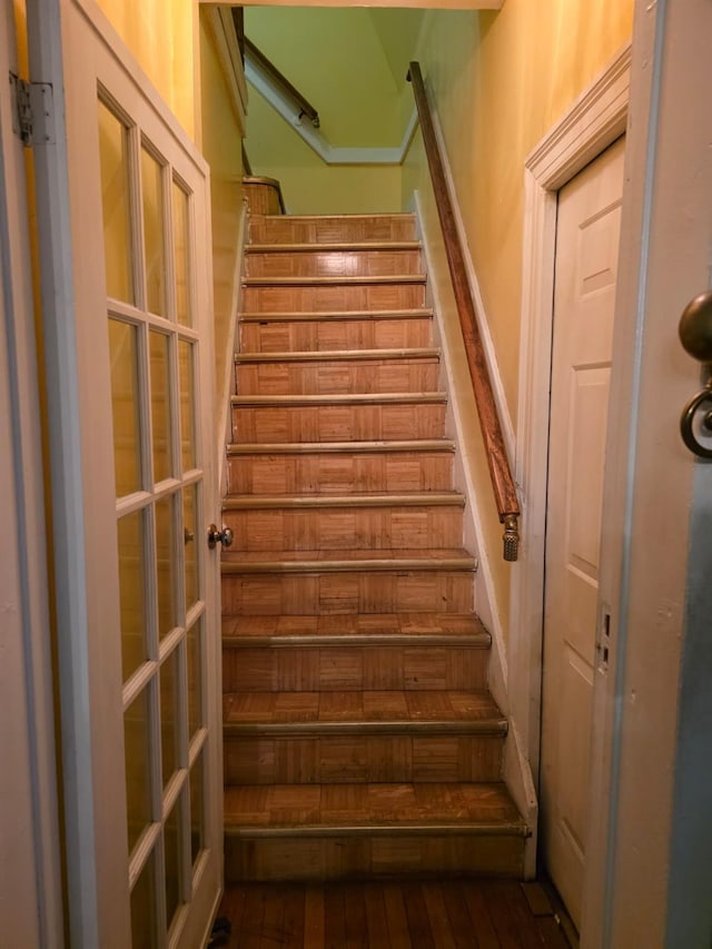 3318 104th St, Corona, NY 11368 - stairs featuring wood-type flooring