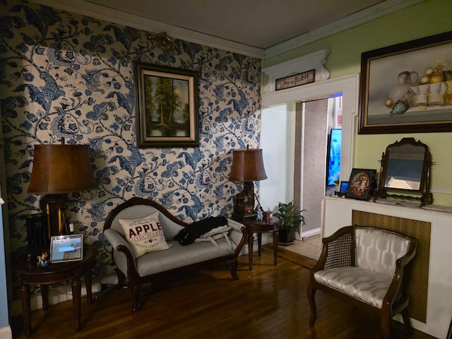 3318 104th St, Corona, NY 11368 - sitting room with crown molding and wood finished floors