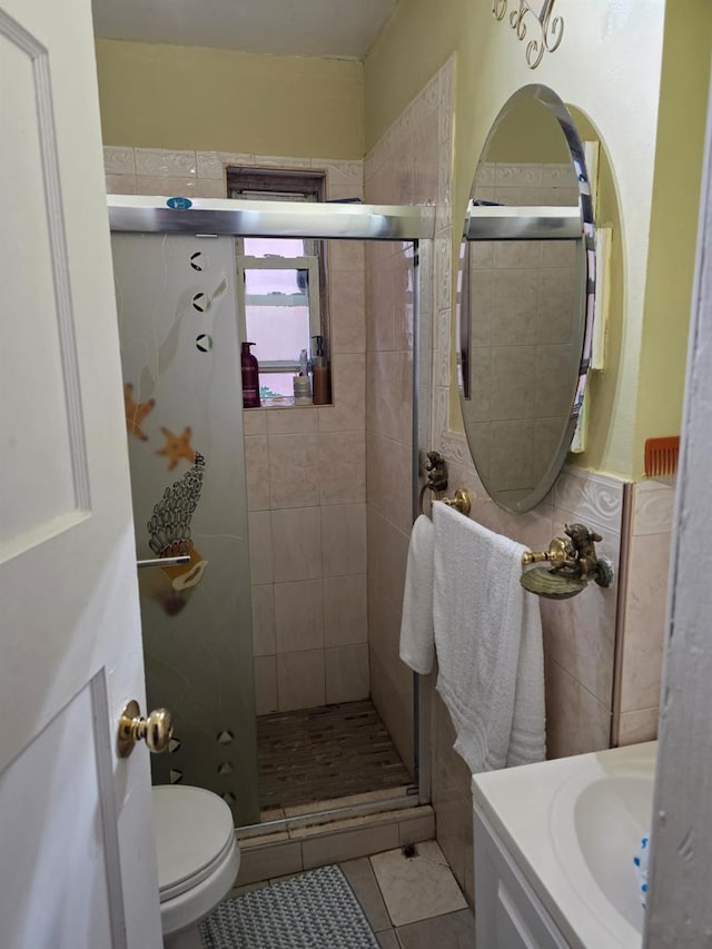 3318 104th St, Corona, NY 11368 - full bath with a stall shower, vanity, and tile patterned flooring